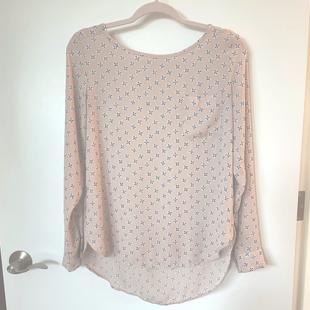 Loft Nude/Blush Patterned Blouse - image 1